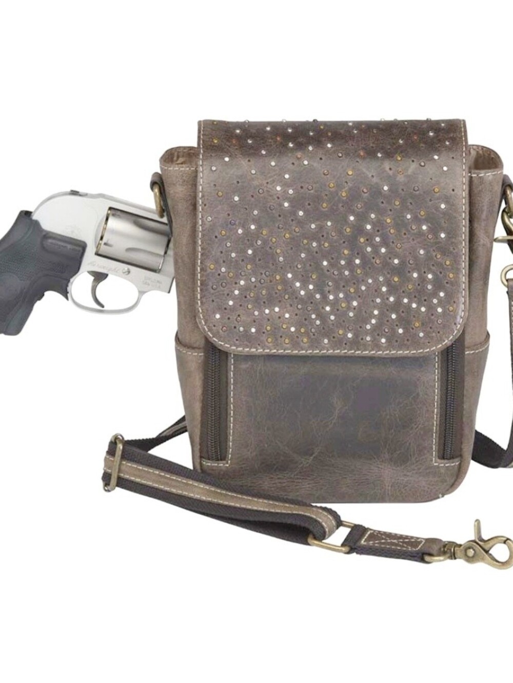 Gun Tote'n Mamas Distressed Leather Conceal Carry Crossbody - Picture 11 of 14
